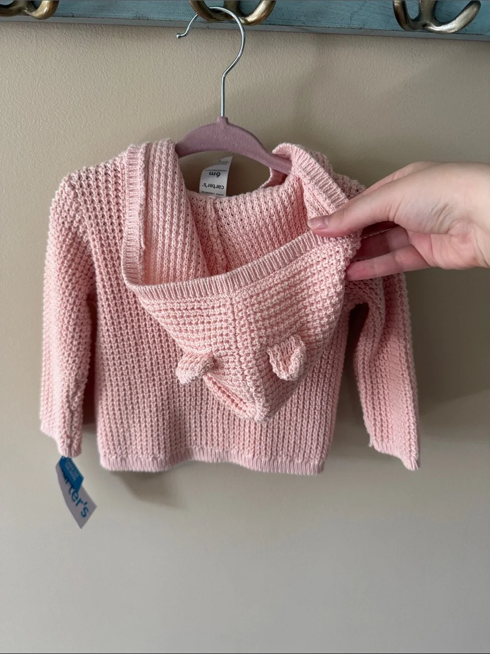 Carter's Pink Knit Hooded Button-Up Cardigan